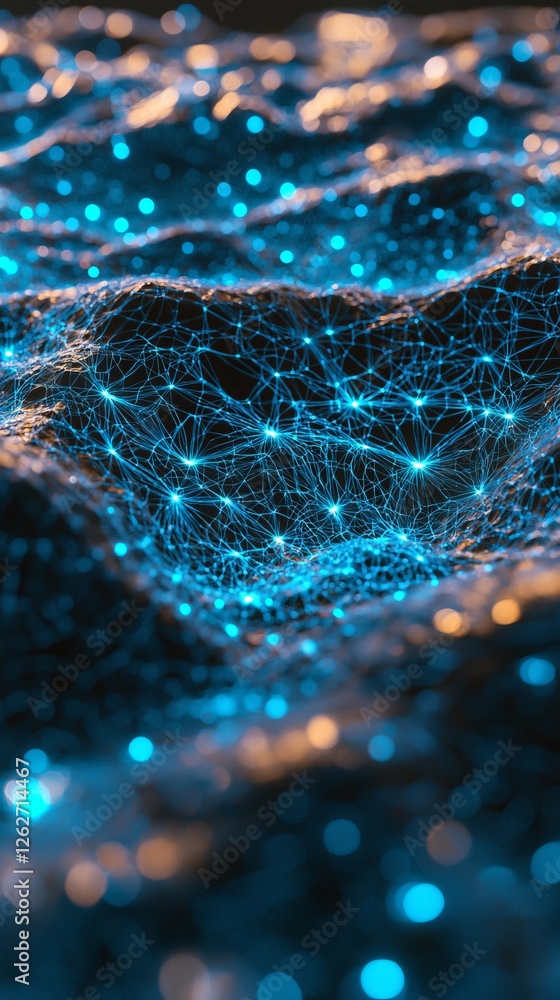 Poster global web connectivity encompassing earth, featuring generative ai and an internet-themed backgroun