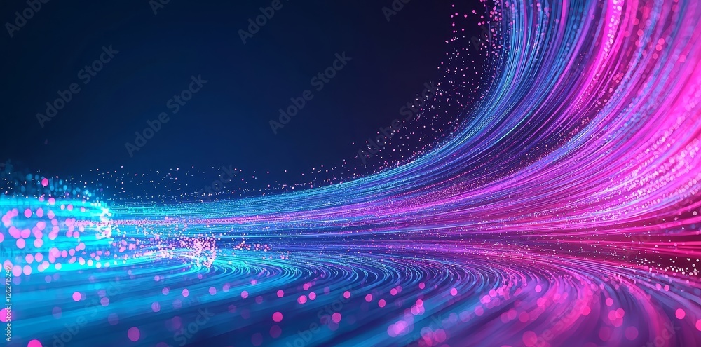 Poster abstract background rendered in blue and purple neon lights. visualizing the speed of light within a