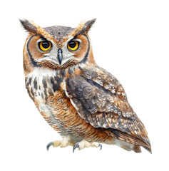 Naklejka premium Hunting owl in forest wildlife isolated on transparent background - Generative AI
