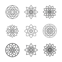 Set of mandala line art vector illustration