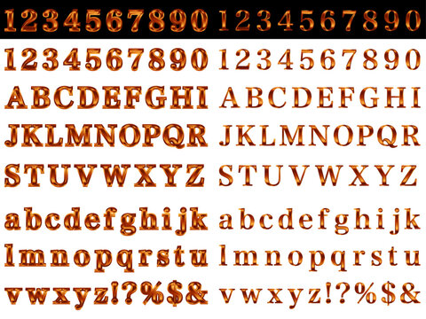 文字フチ、明朝体、9橙