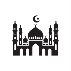  mosque silhouette vector illustration isolated on a white background