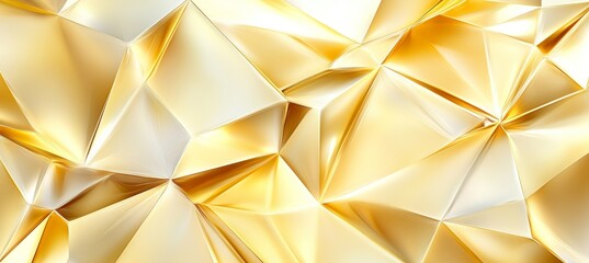 Abstract Geometric Background. Golden Polygonal Surface. Luxurious Texture With Triangles. Low Poly