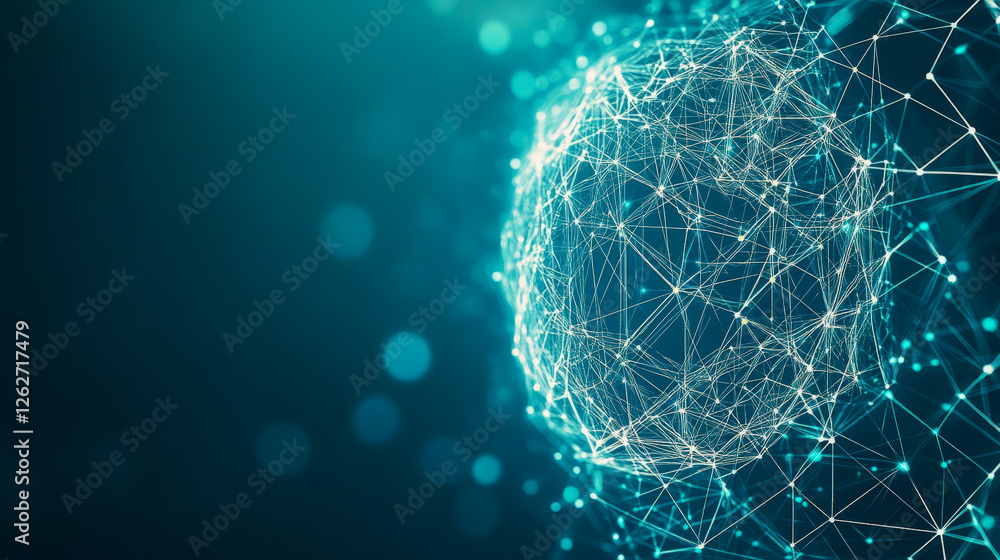 Poster futuristic digital network sphere, representing innovation in technology, connectivity, and data ana