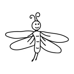 Children's drawings. A hand-drawn dragonfly. Hand-drawn vector illustration
