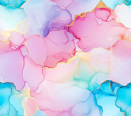 Abstract alcohol ink glitter pastel seamless background