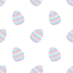 Watercolor Easter eggs. Watercolor seamless pattern in pastel colors for textile and wrapping paper. Cute Easter illustration