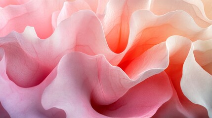 Obraz premium Abstract flowing fabric in pastel pink orange and white