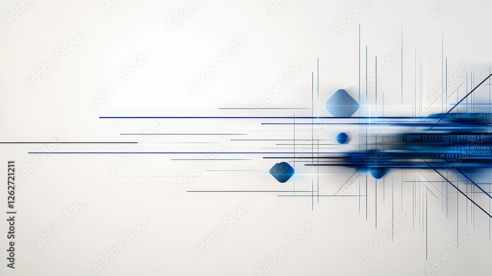 Poster futuristic abstract background with blue geometric lines and shapes, ideal for technology, digital i