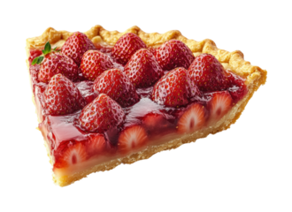 Strawberry pie slice kitchen food isolated on transparent background - Generative AI