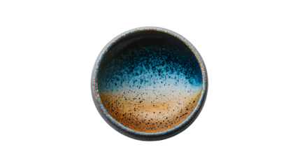 a ceramic bowl made of blue pottery on a transparent background, PNG image, PNG file, Generative art.