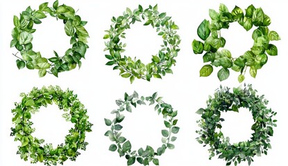 Elegant foliage design featuring exotic plant leaves, illustrated in modern watercolor style on a white background. Perfect for wedding frames, cards, invitations, and greetings.