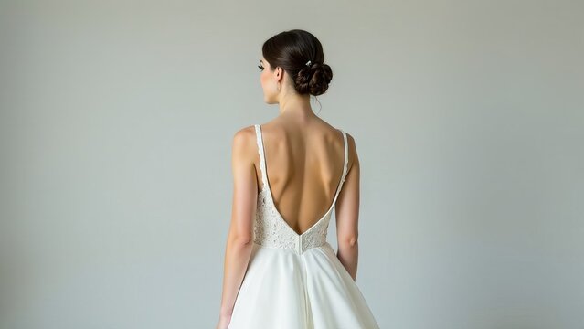 Bride in a dress with an open back