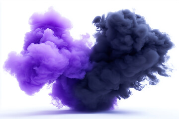 Fototapeta premium Cosmic smoke swirl in vibrant purple and deep black over white background creating a mystical appearance