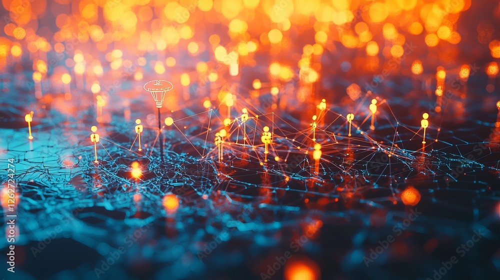 Poster develop a visual representation of a business network's expansion, utilizing interconnected nodes to