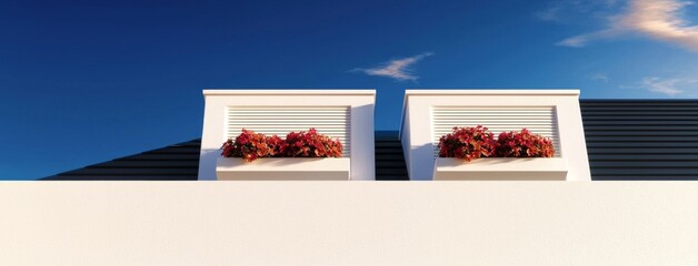 Gabled dormers on a residential building in Boston, Massachusetts, USA