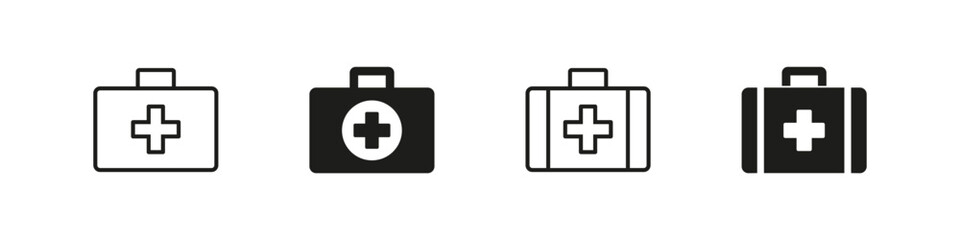 Fototapeta premium First aid icon. Medical help vector set. First aid kit. Medicine aid sign. First help vector icons.