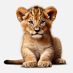 Obraz premium Adorable Lion Cub Isolated Transparent Background