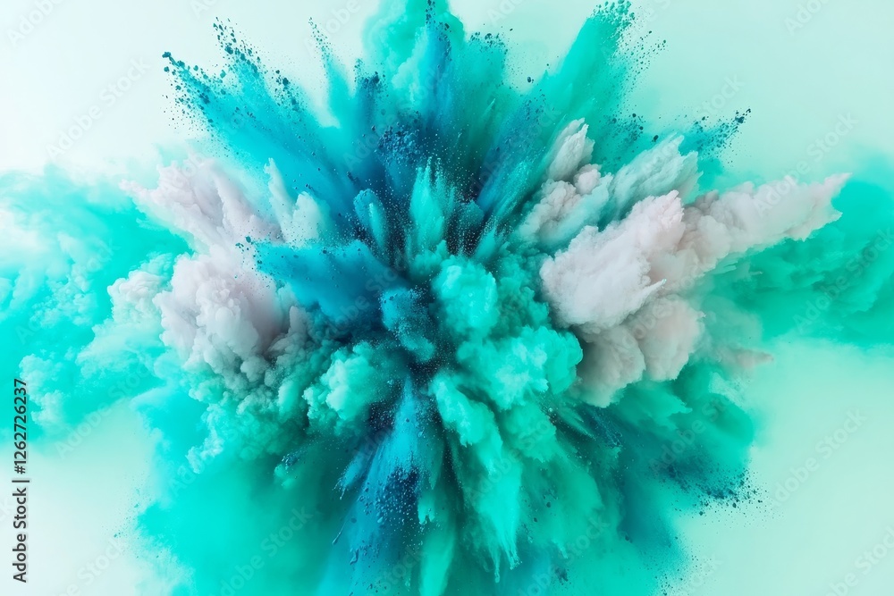 Poster spray particle space holi dark exploding flour paint cloud motion texture design abstract colours du