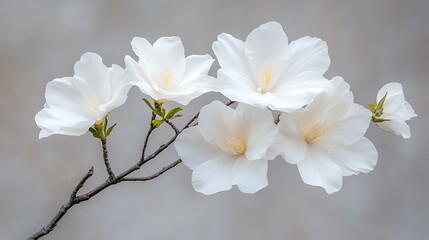 Delicate white flowers in bloom against a soft gray background nature photography tranquil view