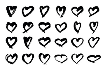 Set of simple hand drawn heart drawing illustration Scribble heart doodle Love clipart