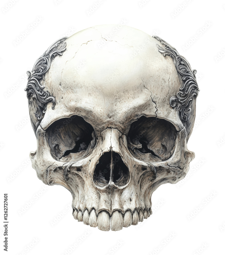 Wall mural skull sculpture display of creativity isolated on transparent background - generative ai