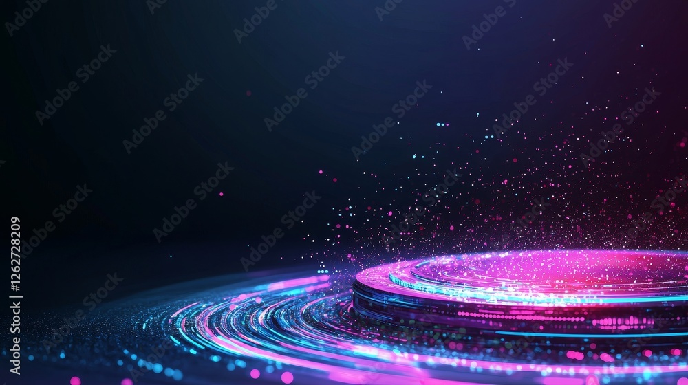 Poster a futuristic technology banner designed via ai, showcasing abstract elements such as lines, light, a
