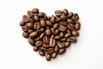 Fototapeta premium heart made of coffee beans isolated on white background