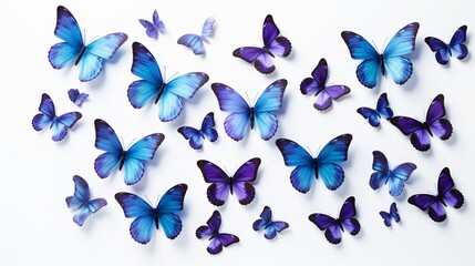 Fototapeta premium Blue and Purple Butterfly Isolation on White Background