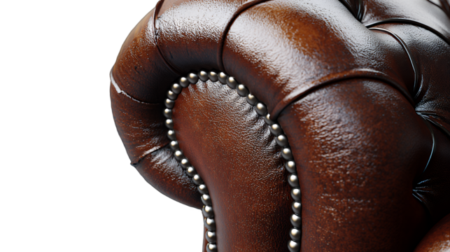 a leather chair with pearls on it PNG image, PNG file, Generative art.