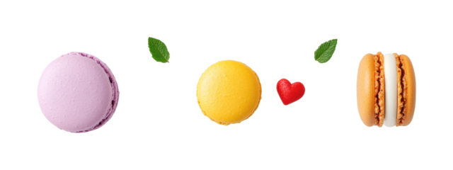 Delightful bakery macarons a colorful feast isolated on transparent background - Generative AI