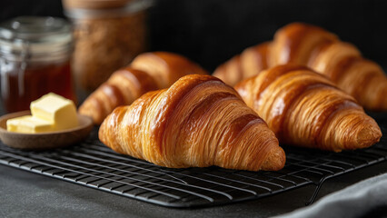 Golden Croissants with Butter on the Side