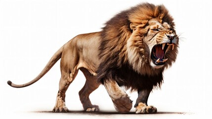 Furious Lion Isolated White Background