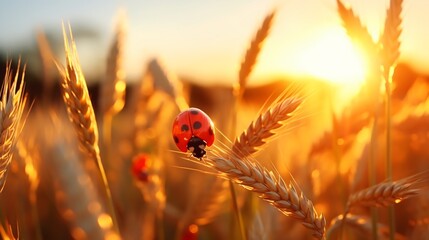Golden Wheat Ear Ladybug Nature