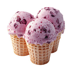 Delicious ice cream cones indulgence isolated on transparent background - Generative AI