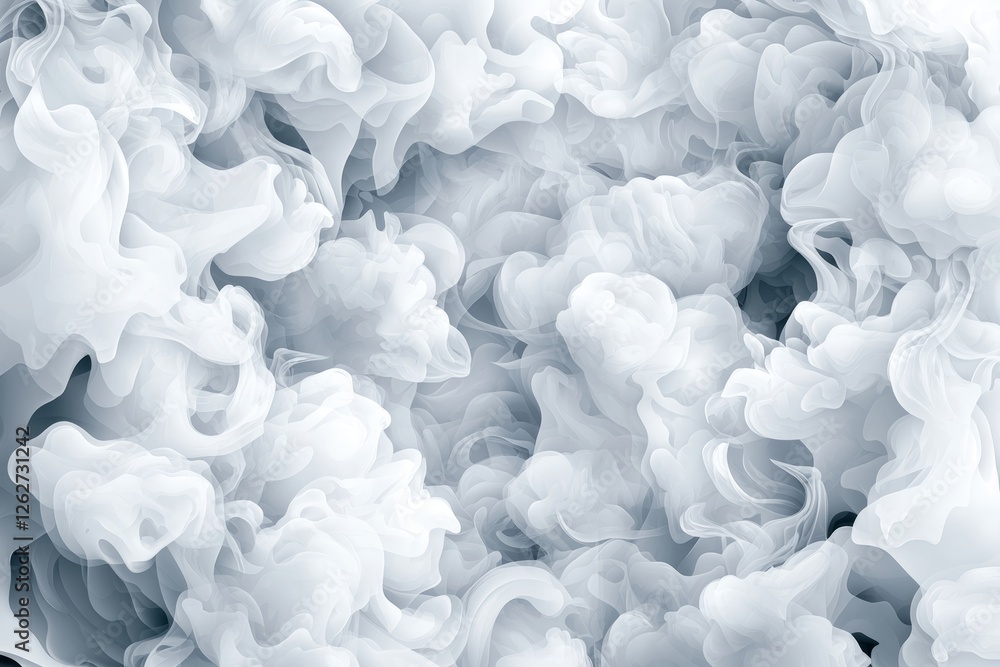 Poster misty smoke hovering over fog. smoke depicted on a clean white background with extra space. smoke or