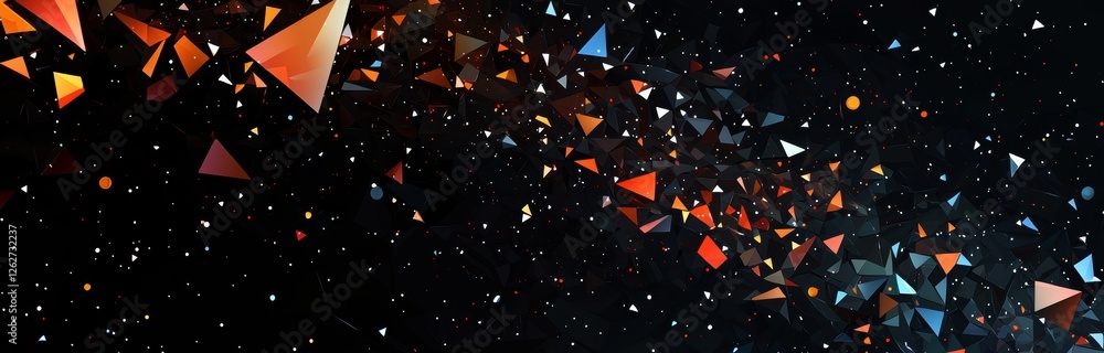 Poster an elaborate design appears as golden and silver triangles interlock, shaping a sharp, geometric str