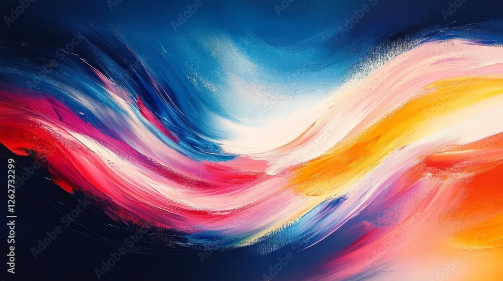 Poster colorful paint strokes create an abstract composition with dynamic movement