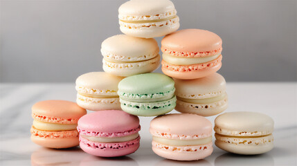 Fototapeta premium pastel white chocolate macaron tower