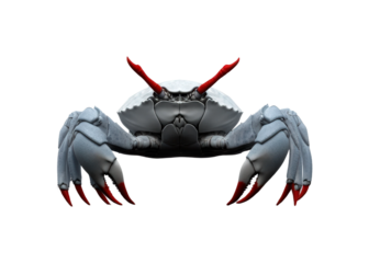 Ocean crab displays aggression underwater isolated on transparent background - Generative AI