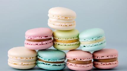 Fototapeta premium pastel white chocolate macaron tower