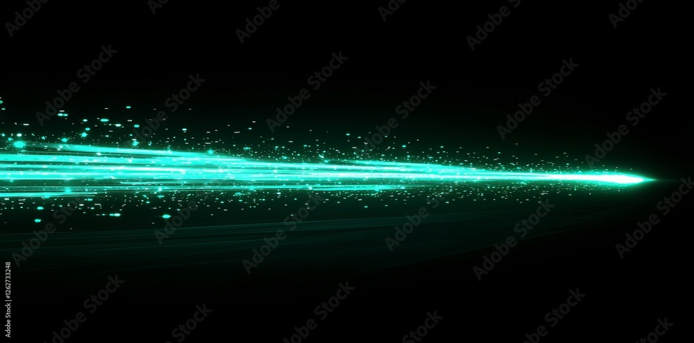 Poster fast-moving 3d abstract lines. high-speed motion blur. curved light paths in blue and red with a bok