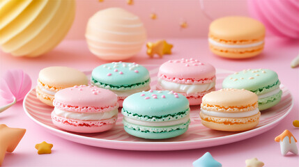 Obraz premium pastel white chocolate-dipped macarons