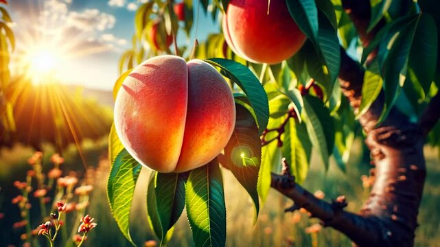 peaches on tree