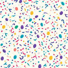 A fun Easter confetti pattern with scattered tiny eggs, stars, and cheerful ribbons