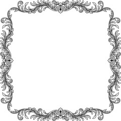 A filigree heraldic crest motif floral pattern border frame. Original design in a vintage style.