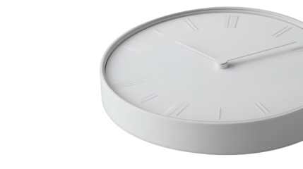 a white clock on a transparent background, PNG image, PNG file, Generative art.