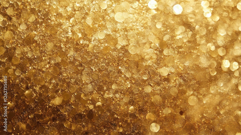 Poster a shimmering golden background filled with sparkling bokeh lights, creating a festive and luxurious 