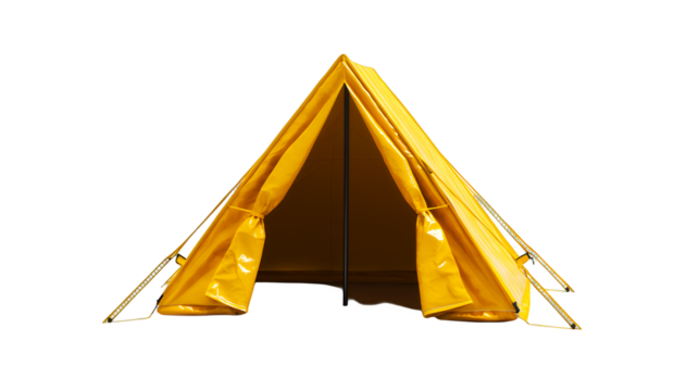a yellow tent on a transparent background, PNG image, PNG file, Generative art. - Powered by Adobe