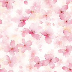 A delicate sakura blossom pattern with pink petals falling gently in the wind, soft watercolor effect